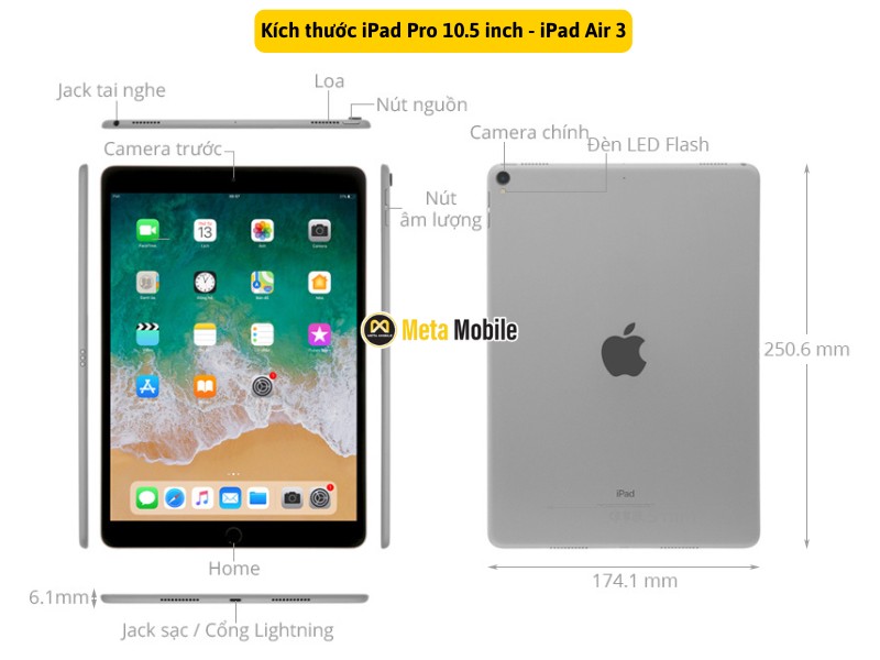 Kích thước iPad Pro 10.5 Inch iPa Air 3