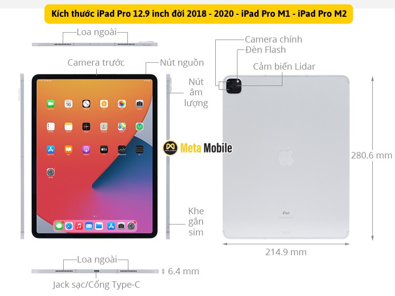 kích thước iPad Pro 12.9 Inch
