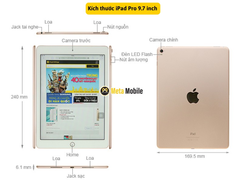 Kích thước iPad Pro 9.7 Inch
