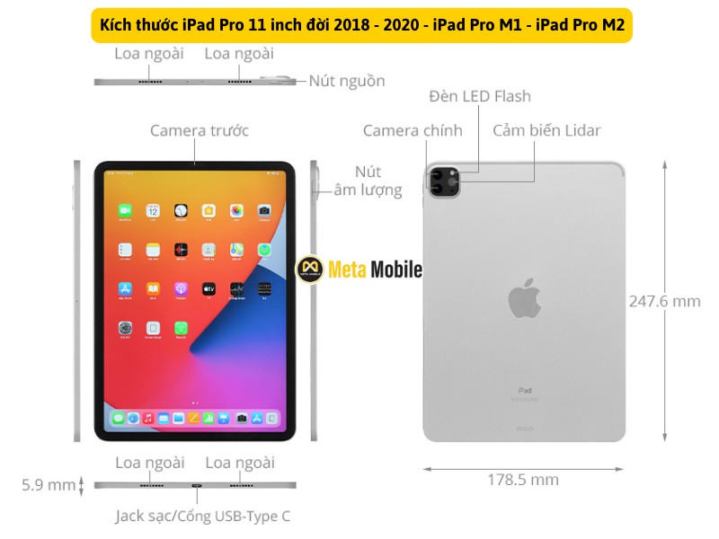 Kích thước iPad Pro M1 iPad Pro M2